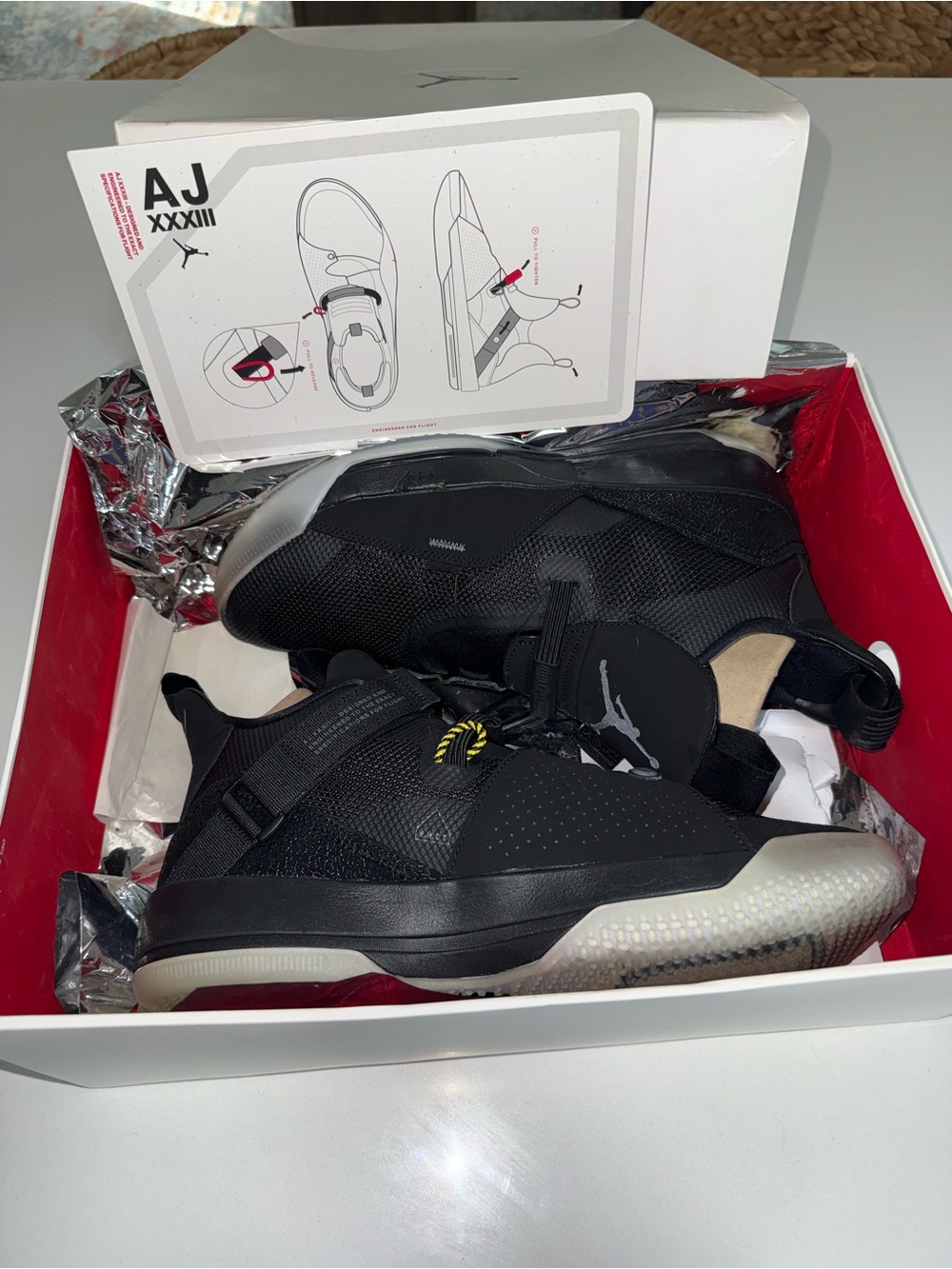 Air Jordan XXXIII 33 Black Basketball Sneakers Men’s 9.5 Women’s 11
